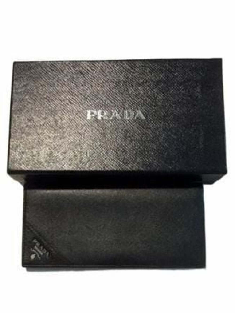 Prada Black Saffiano Leather Long Bifold Wallet with Box and Cards